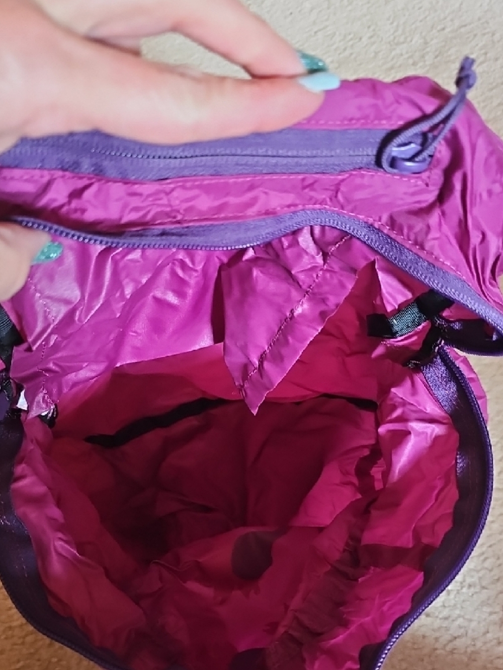 Quechua Floral Backpack in Magenta, Pink, Navy - Picture 5 of 7